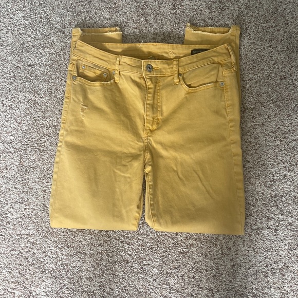 Ella Moss Distressed High Rise Skinny Ankle Size 28 in Mustard/Yellow/Citrus - Picture 7 of 12